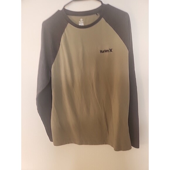 Hurley Long Sleeve T-Shirt Men’s Medium Green W Black Sleeve - Picture 10 of 12